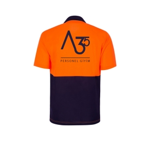 POLO YAKA LACİVERT-TURUNCU T-SHİRT